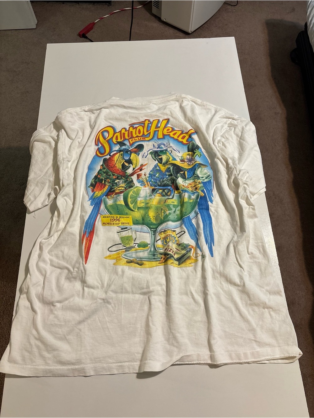 Vintage 90s Caribbean Soul "Parrot Head Club" white cotton t-shirt